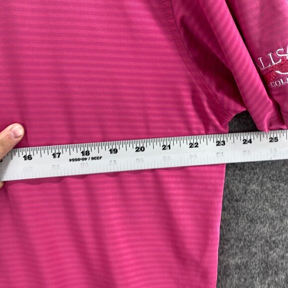 5/$45 FJ Polo Shirt Men L Large Pink Striped Button Up Collared Short Sleeve - Picture 8 of 10